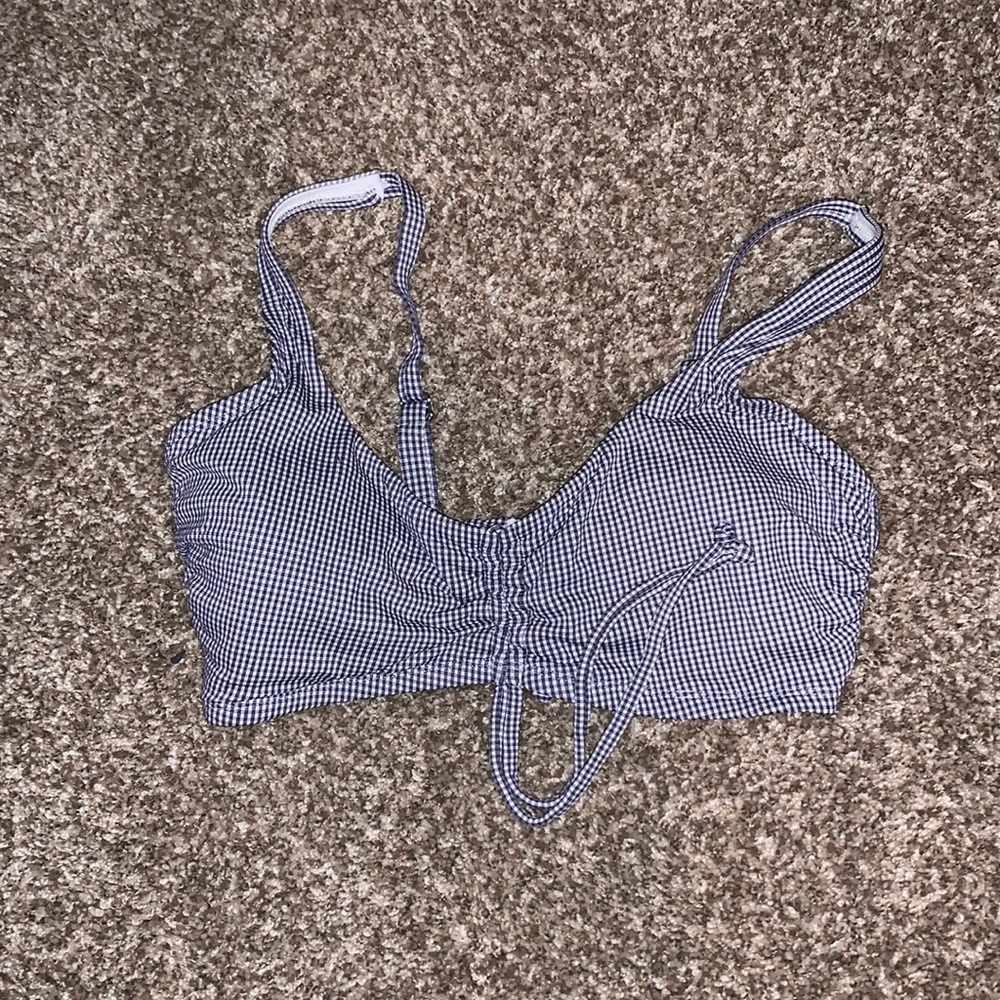 Women's Kona Sol Blue and White Checkered Swimsuit Top